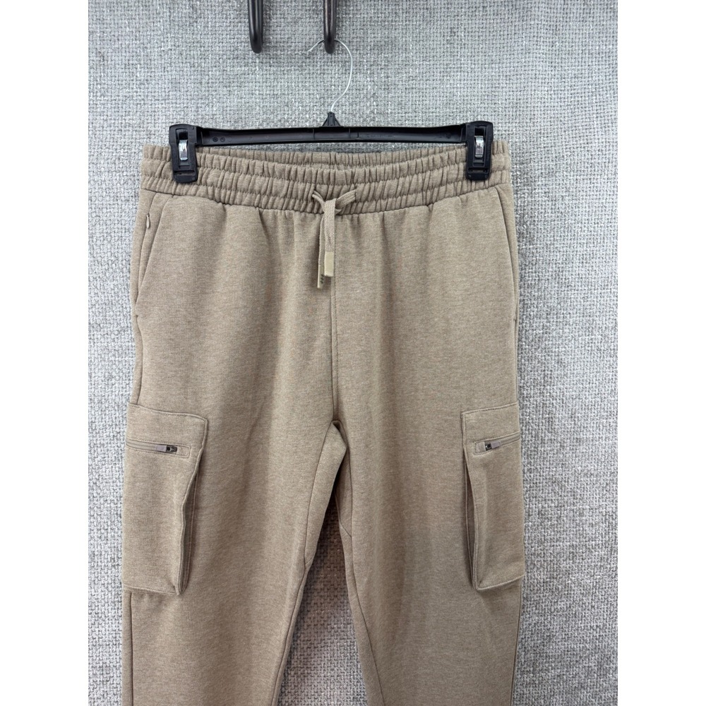 Cory Vines Cargo Joggers Mens Med Tan Cargo Fleece Lined Sweatpants Zip Pockets